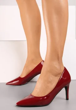 Bordowe Czółenka na Szpilce w Klasycznym Stylu Naolita
