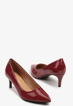 Bordowe Czółenka na Szpilce ze Skórzaną Wkładką Caronella