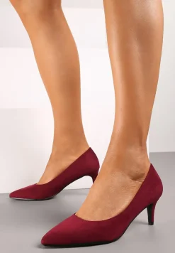 Bordowe Czółenka na Szpilce w Klasycznym Stylu Savora