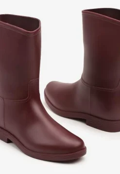 Bordowe Eleganckie Kalosze z Ozdobnym Przeszyciem Lenrisa