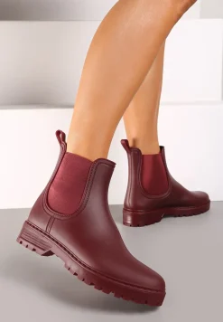 Bordowe Kalosze Sztyblety na Płaskiej Podeszwie Irinndria