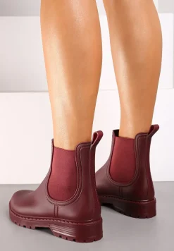 Bordowe Kalosze Sztyblety na Płaskiej Podeszwie Irinndria