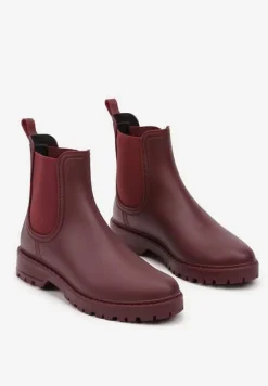 Bordowe Kalosze Sztyblety na Płaskiej Podeszwie Irinndria
