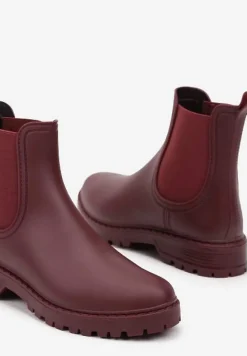 Bordowe Kalosze Sztyblety na Płaskiej Podeszwie Irinndria