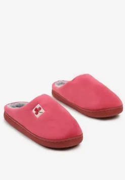 Bordowe Kapcie Vices z Weluru na Płaskiej Podeszwie Cellia