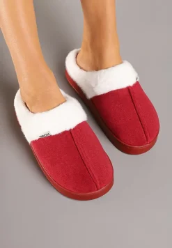 Bordowe Klasyczne Kapcie Vices z Ozdobnym Futrem Eleahilde