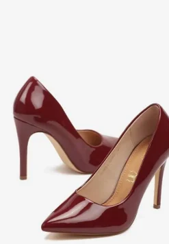 Bordowe Lakierowane Eleganckie Szpilki Vices z Wkładką ze Skóry Naturalnej Innalora