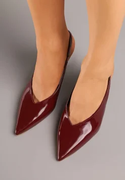 Bordowe Lakierowane Sandały na Szpilce Typu Slingback Addoxie