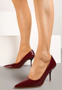 Bordowe Lakierowane Szpilki Vices ze Szpiczastym Noskiem Etavia