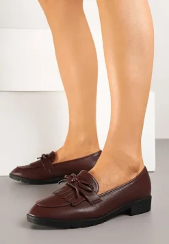 Bordowe Mokasyny z Kokardą i Frędzlami Dovossa