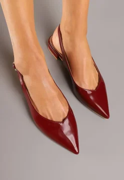 Bordowe Sandały Slingback Vices z Wkładką ze Skóry Naturalnej Lisanilis