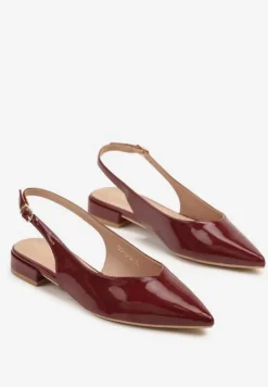 Bordowe Sandały Slingback Vices z Wkładką ze Skóry Naturalnej Lisanilis