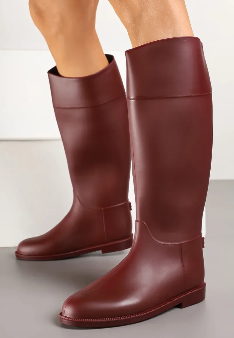 Bordowe Stylowe Kalosze w Stylu Oficerek Nelreia
