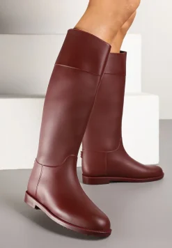 Bordowe Stylowe Kalosze w Stylu Oficerek Nelreia