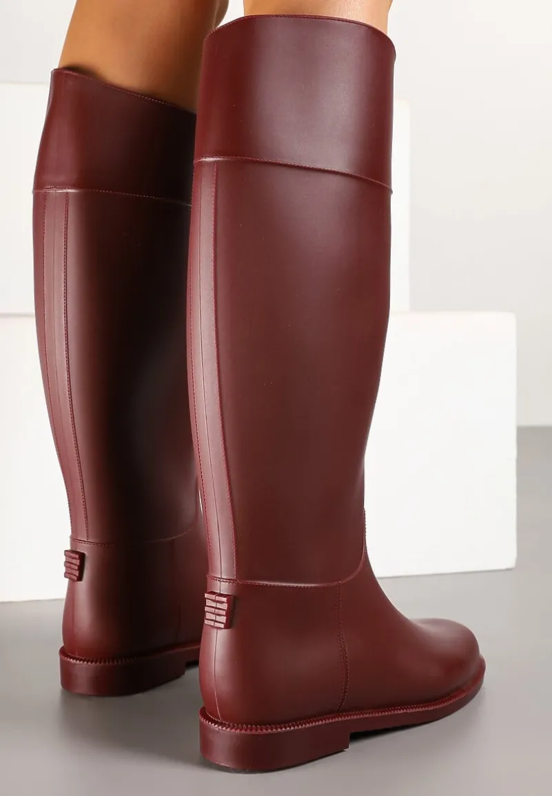 Bordowe Stylowe Kalosze w Stylu Oficerek Nelreia