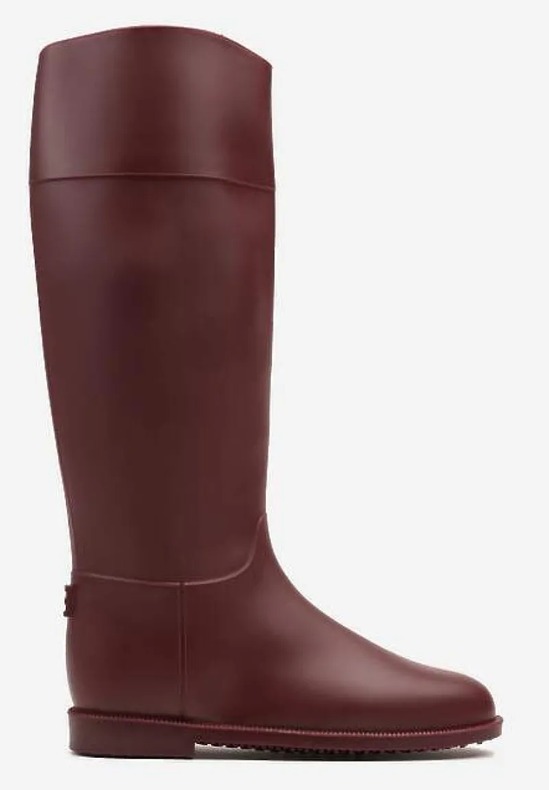 Bordowe Stylowe Kalosze w Stylu Oficerek Nelreia