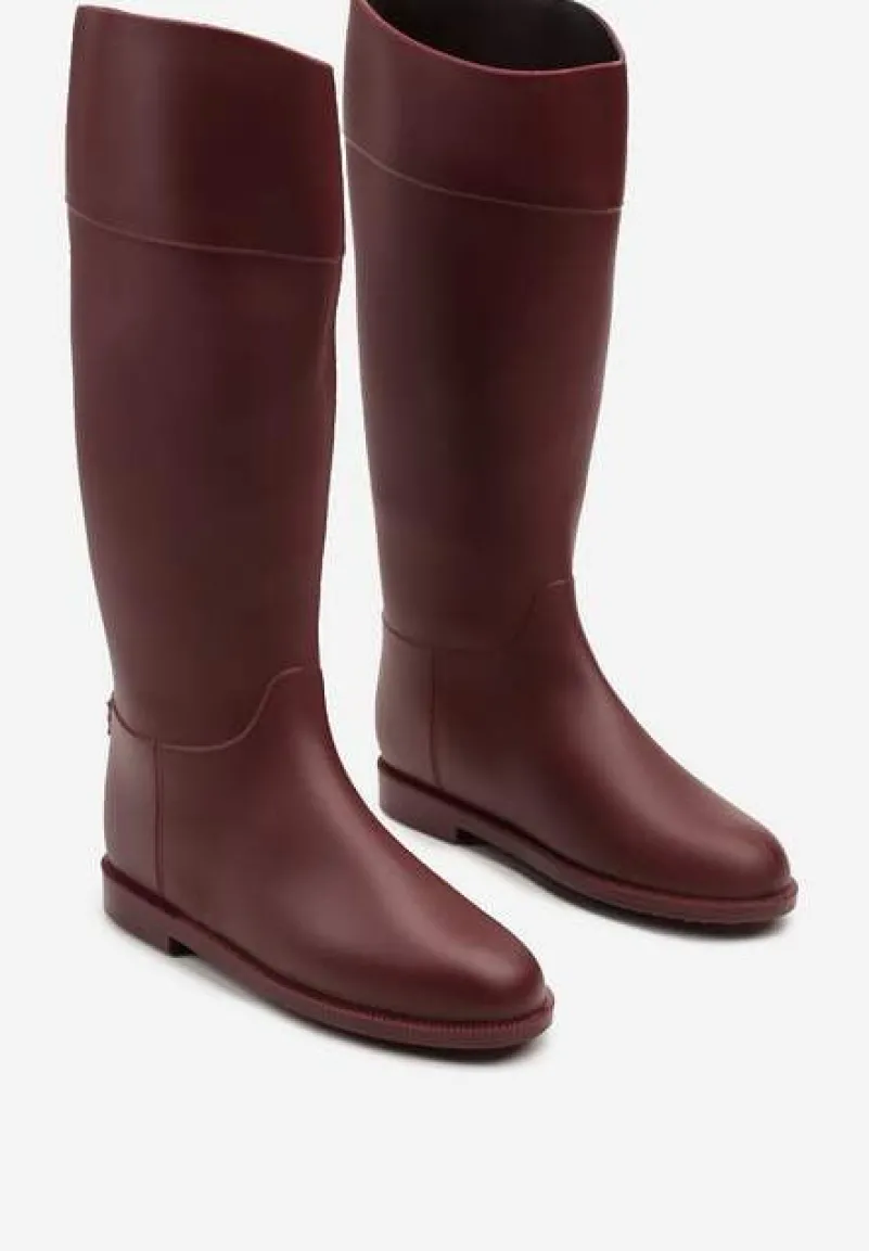 Bordowe Stylowe Kalosze w Stylu Oficerek Nelreia
