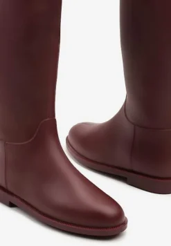 Bordowe Stylowe Kalosze w Stylu Oficerek Nelreia