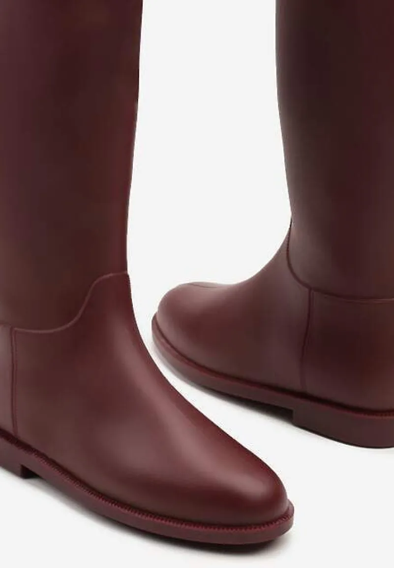 Bordowe Stylowe Kalosze w Stylu Oficerek Nelreia