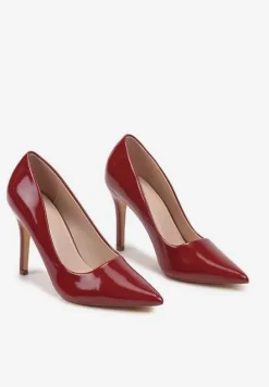 Bordowe Szpilki Lakierowane w Klasycznym Stylu Rotina