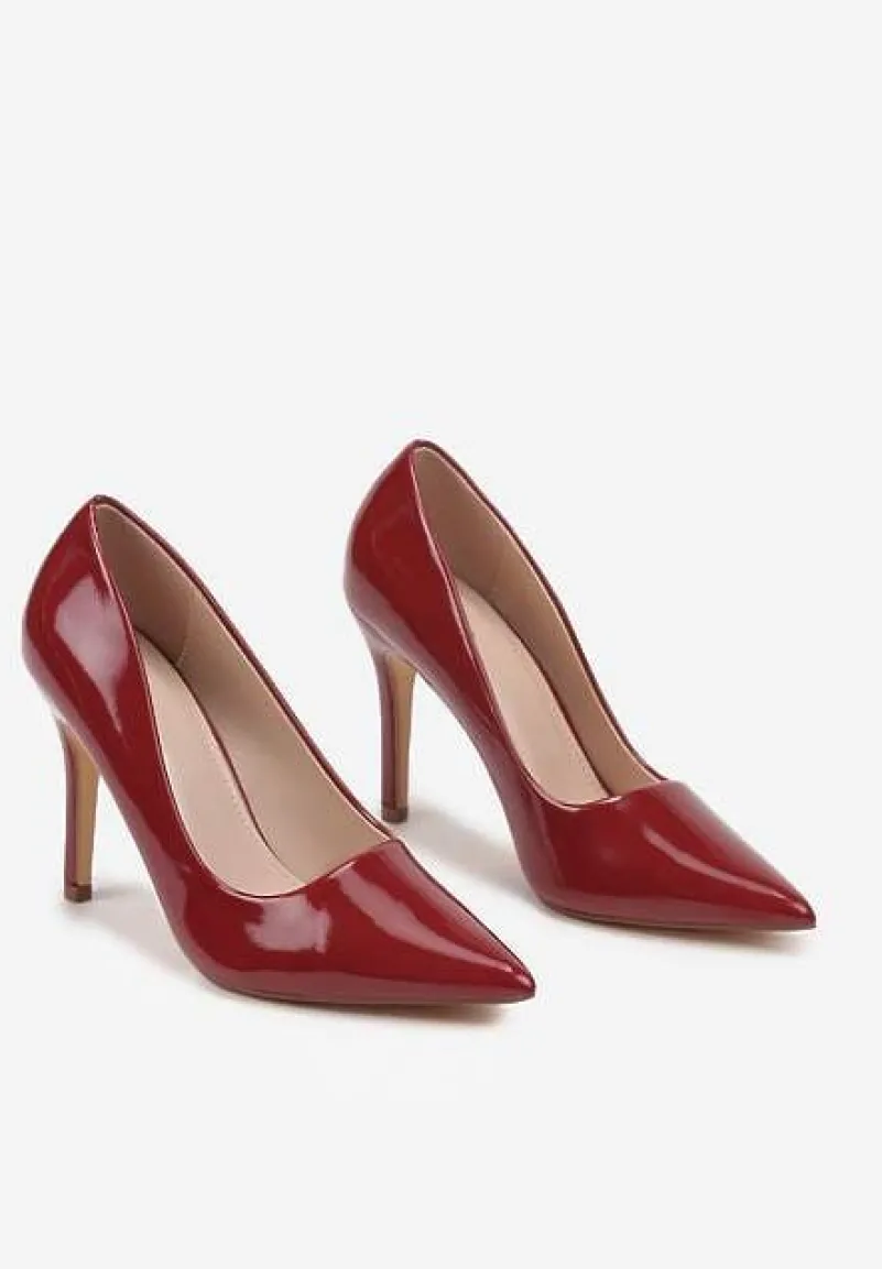 Bordowe Szpilki Lakierowane w Klasycznym Stylu Rotina