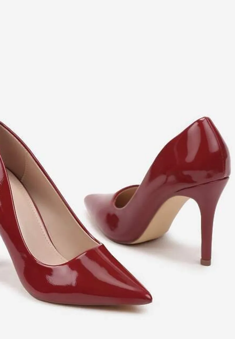 Bordowe Szpilki Lakierowane w Klasycznym Stylu Rotina