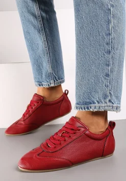 Bordowe Tenisówki bez Zdobień z Ekoskóry Verillis