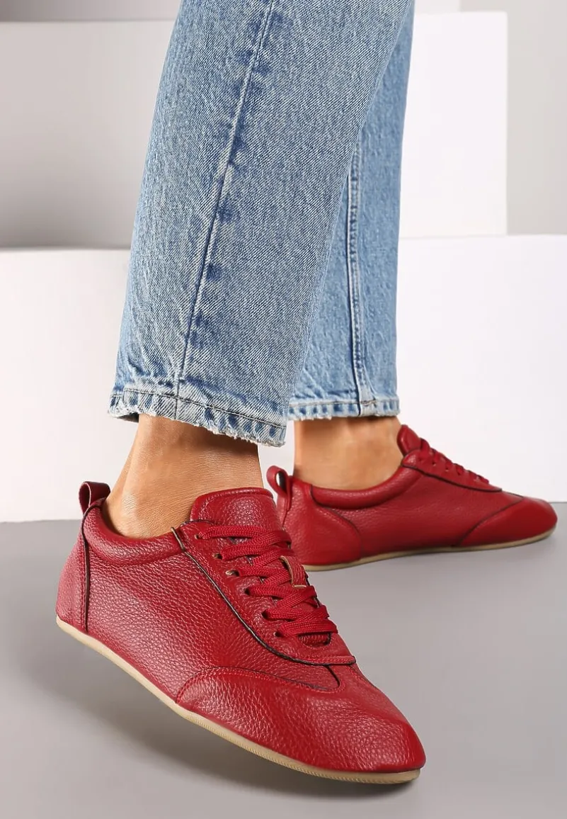 Bordowe Tenisówki bez Zdobień z Ekoskóry Verillis