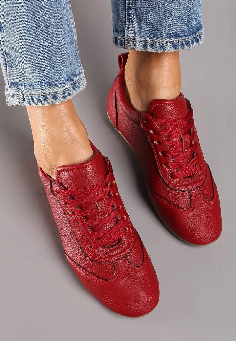 Bordowe Tenisówki bez Zdobień z Ekoskóry Verillis