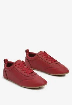 Bordowe Tenisówki bez Zdobień z Ekoskóry Verillis