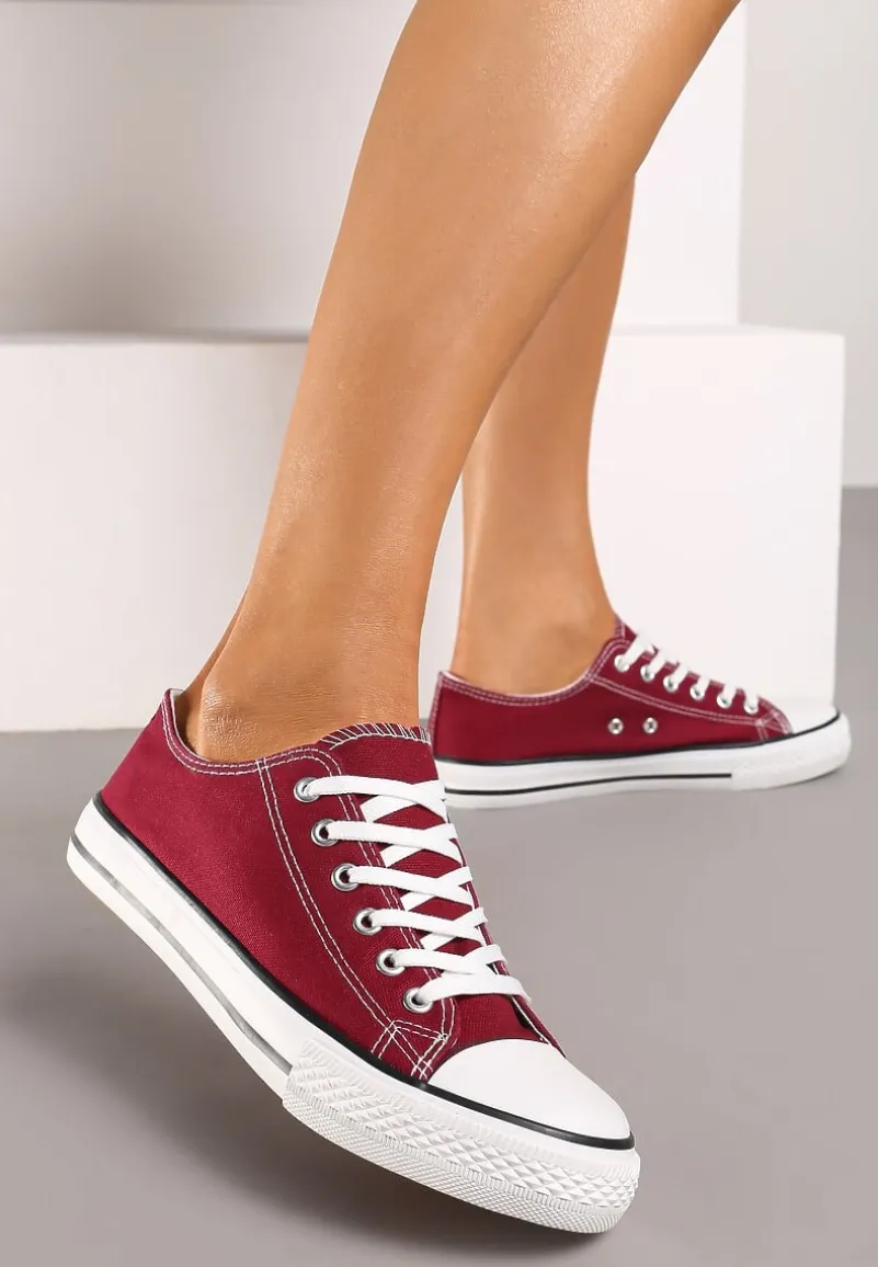 Bordowe Trampki z Ekoskóry Lakelets