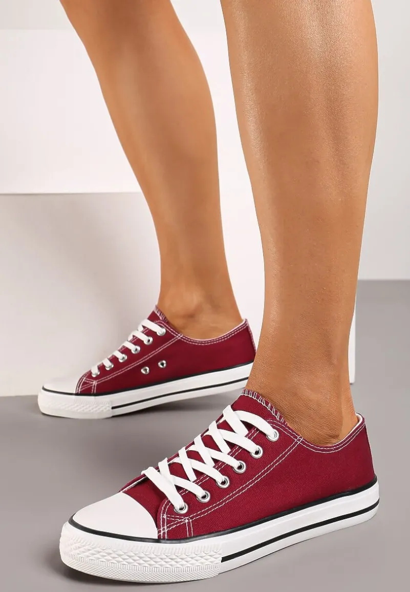 Bordowe Trampki z Ekoskóry Lakelets