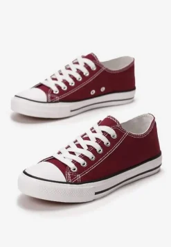 Bordowe Trampki z Ekoskóry Lakelets