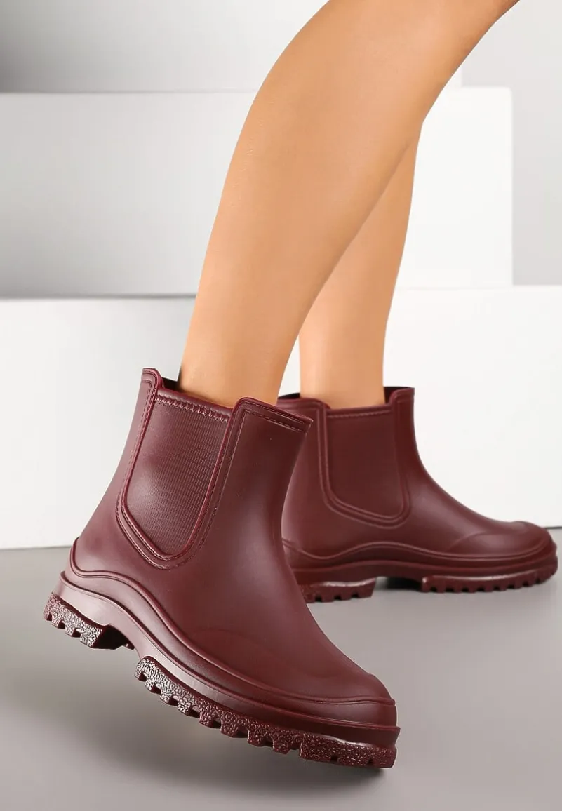 Bordowe Wsuwane Kalosze Krótkie Urvia