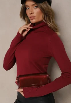 Bordowy Casualowy Golf z Wiskozą i Modalem Lannetora