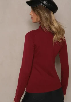 Bordowy Casualowy Golf z Wiskozą i Modalem Lannetora