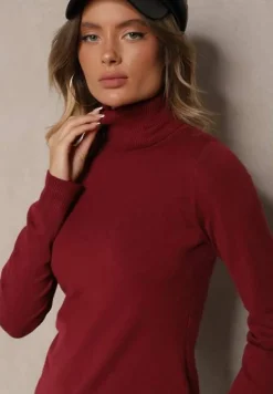 Bordowy Casualowy Golf z Wiskozą i Modalem Lannetora