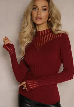 Bordowy Golf z Prześwitującymi Wstawkami Nirelle