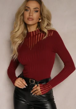 Bordowy Golf z Prześwitującymi Wstawkami Nirelle