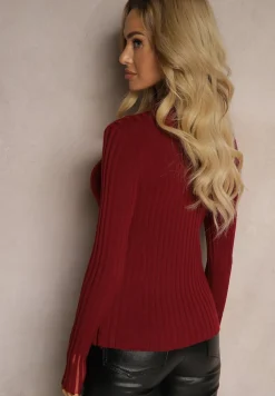 Bordowy Golf z Prześwitującymi Wstawkami Nirelle