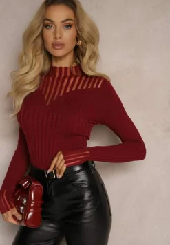 Bordowy Golf z Prześwitującymi Wstawkami Nirelle