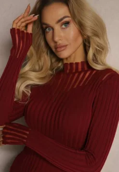 Bordowy Golf z Prześwitującymi Wstawkami Nirelle