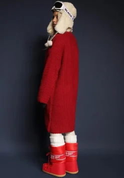 Bordowy Kardigan Bez Zapięć Zdobiony Luźnym Splotem i Wsuwanymi Kieszeniami Calineth