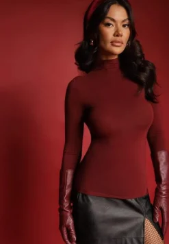 Bordowy Lekki Golf Bawełniany Tinthelia