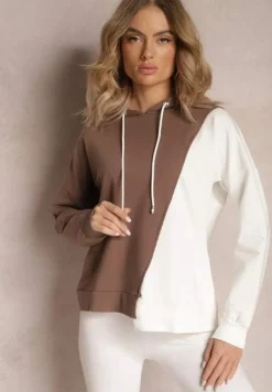 Brązowa Bawełniana Bluza z Kapturem i Ściągaczami Ardente