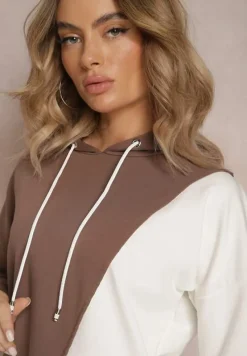 Brązowa Bawełniana Bluza z Kapturem i Ściągaczami Ardente