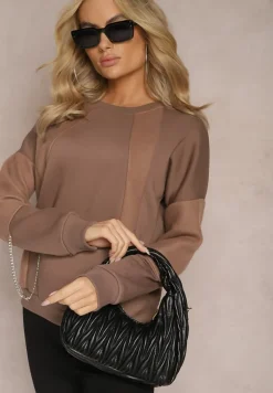 Brązowa Bawełniana Bluza z Łańcuszkiem Eleutia