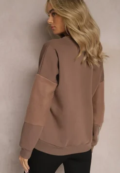 Brązowa Bawełniana Bluza z Łańcuszkiem Eleutia