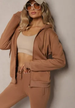 Brązowa Bluza z Kapturem Harasphei