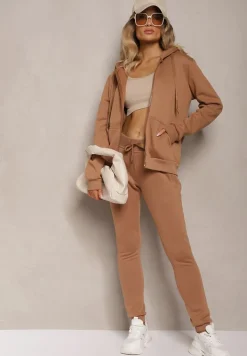 Brązowa Bluza z Kapturem Harasphei